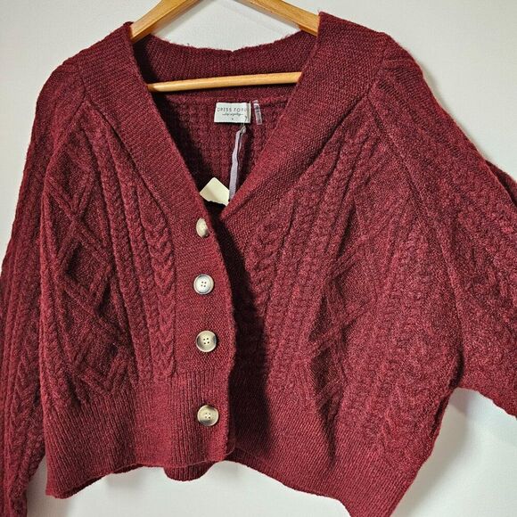 NWT DRESS FORUM DEEP RED V NECK BUTTON DOWN SWEATER SIZE L - Picture 9 of 14